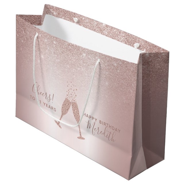 Grand Sac Cadeau Toast 21e anniversaire de Foil Fush (Devant Angle)