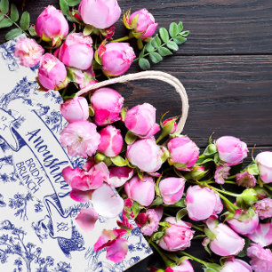 Grand Sac Cadeau Toile bleue et blanche de Jouy Fête des mariées