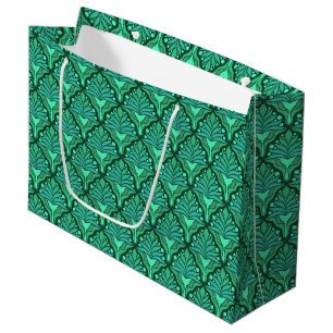 Grand Sac Cadeau Tons vert menthe motif géométrique Art Nouveau