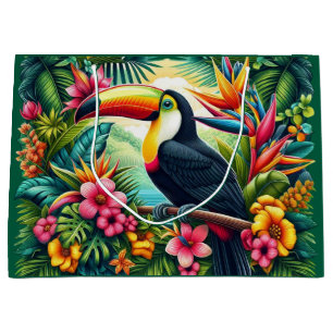 Grand Sac Cadeau Toucan tropical/oiseau de la jungle 