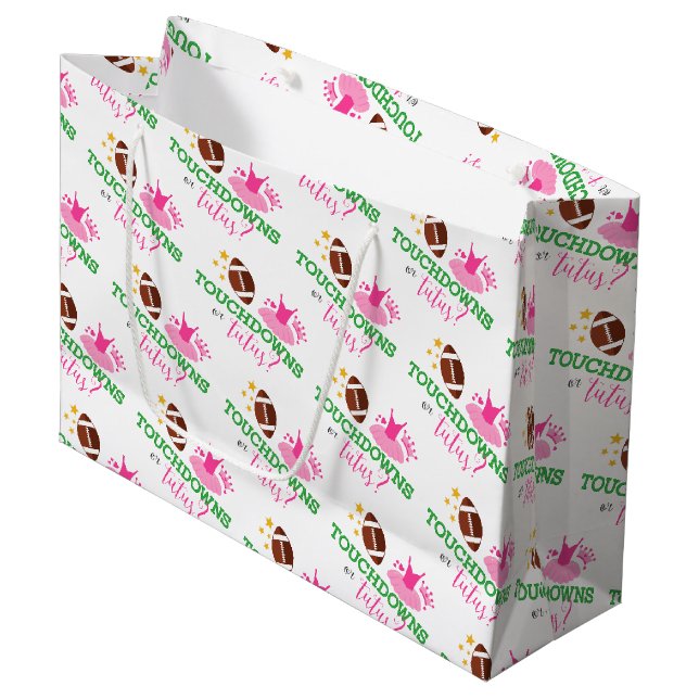 Grand Sac Cadeau Touchdowns ou Tutus Genre Reveal (Devant Angle)