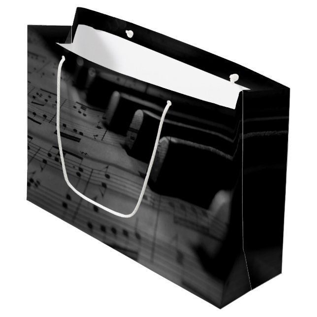 Grand Sac Cadeau Touches de piano de musique (Devant Angle)