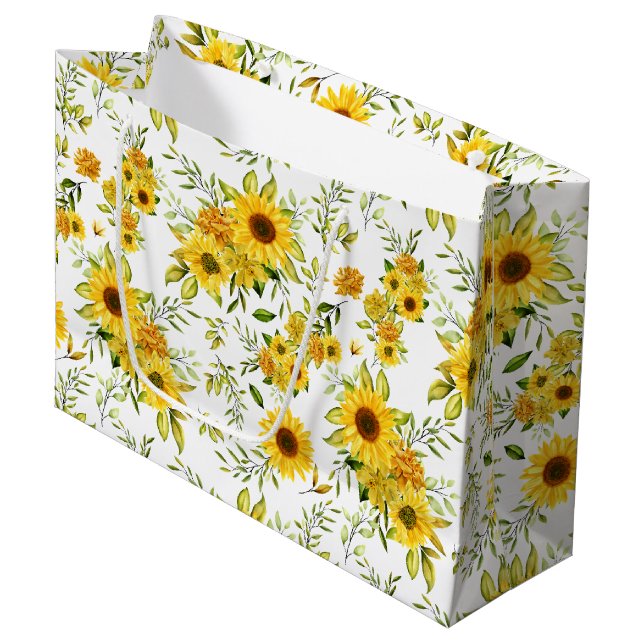 Grand Sac Cadeau Tournesol 8 (Devant Angle)