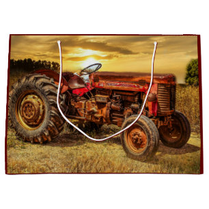 Grand Sac Cadeau Traceur de la ferme rouge
