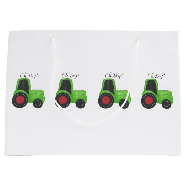 Grand Sac Cadeau Tracteur bébé garçon (Devant)