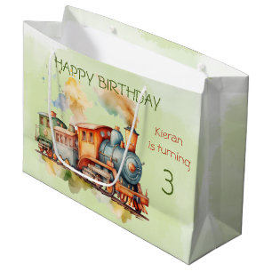 Grand Sac Cadeau Train Engine Boy 3e. Anniversaire