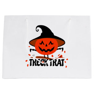 Grand Sac Cadeau Treck Trat Citrouille Sourire