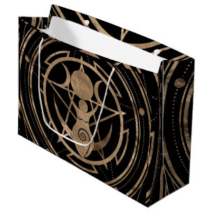 Grand Sac Cadeau Triple Lune - Déesse - Noir et Or