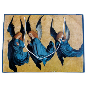 GRAND SAC CADEAU TROIS ANGELS DE NOËL EN BLEU