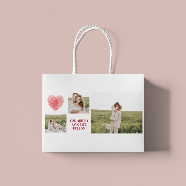 Grand Sac Cadeau Trois photos Collage Couple | Cadeau Valentines (Créateur téléchargé)