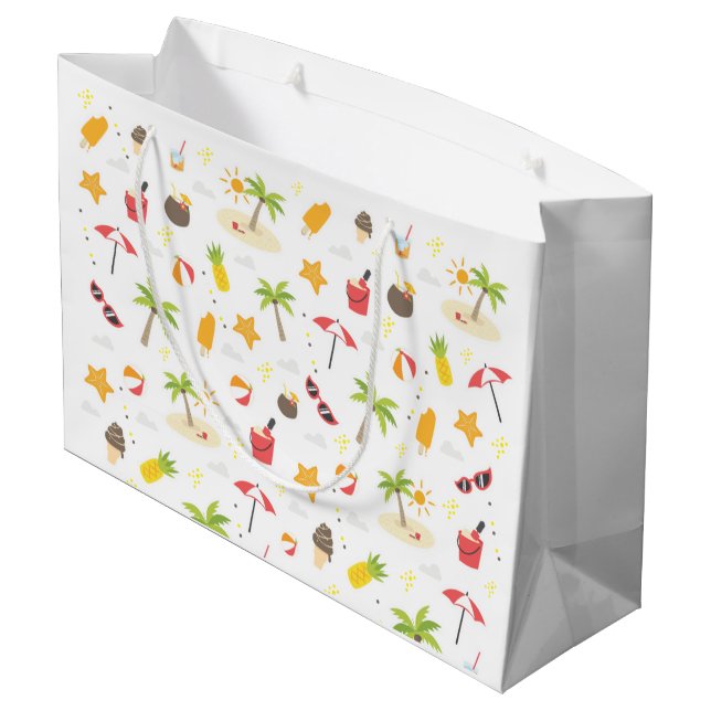 Grand Sac Cadeau Tropical Summer Beach Vacances Motif Design (Dos Angle)