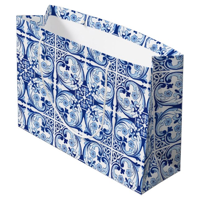 Grand Sac Cadeau Tuile bleue portugaise (Dos Angle)