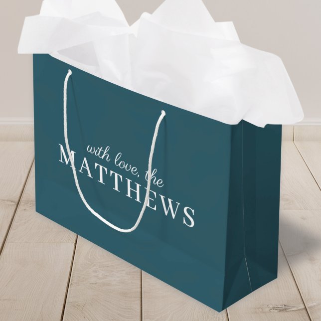 Grand Sac Cadeau Turquoise élégant | Moderne minimal tendance Nom b (Créateur téléchargé)