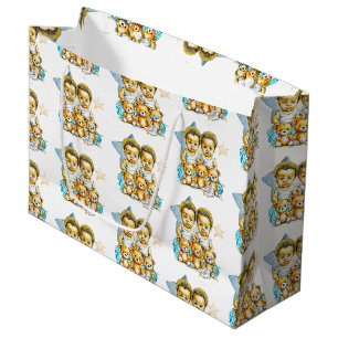 Grand Sac Cadeau Twin Baby of Color Baby shower ou nouveau bébé