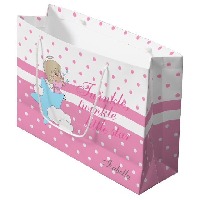 Grand Sac Cadeau Twinkle, Twinkle Little Star - rose (Devant Angle)
