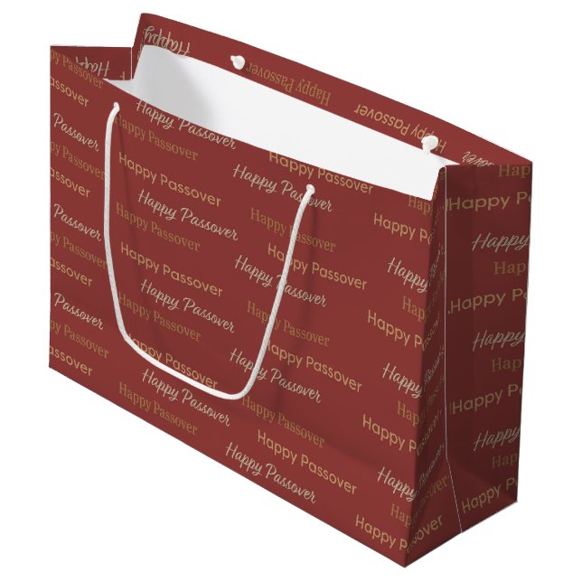 Grand Sac Cadeau Typographie de Joyeuse Pâque (Devant Angle)