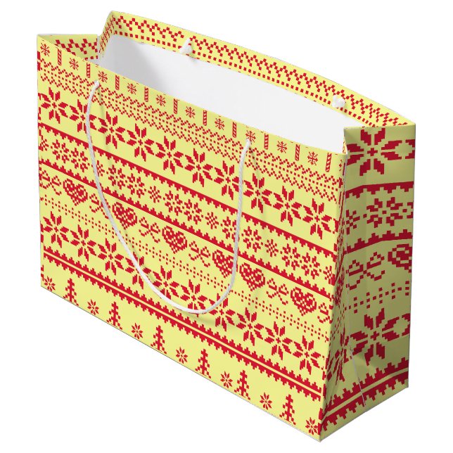 Grand Sac Cadeau Ugly Christmas Abstract Pattern (Dos Angle)