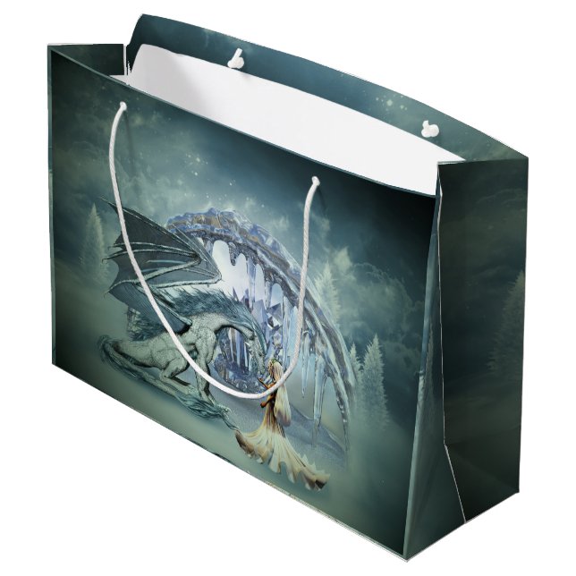 Grand Sac Cadeau Un dragon de glace génial (Dos Angle)