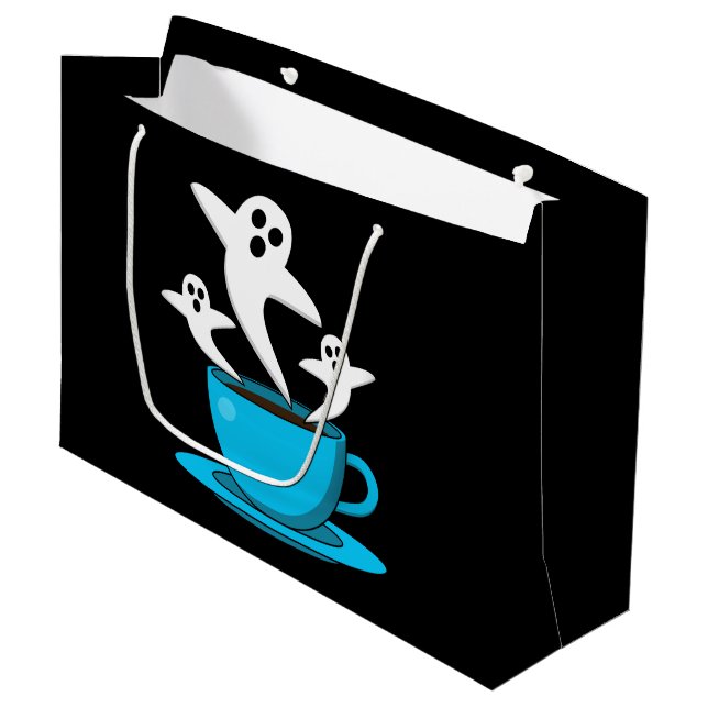 Grand Sac Cadeau Une coupe de café fumeur fantôme (Devant Angle)