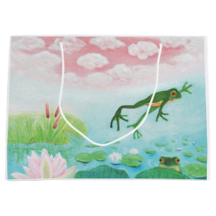 Grand Sac Cadeau Une Grenouille S'Enfonce Dans L'Étang Illustration