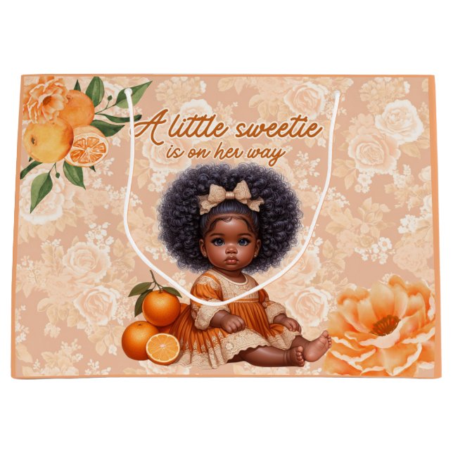 Grand Sac Cadeau Une petite douce est en chemin Ethnic Baby Girl (Devant)