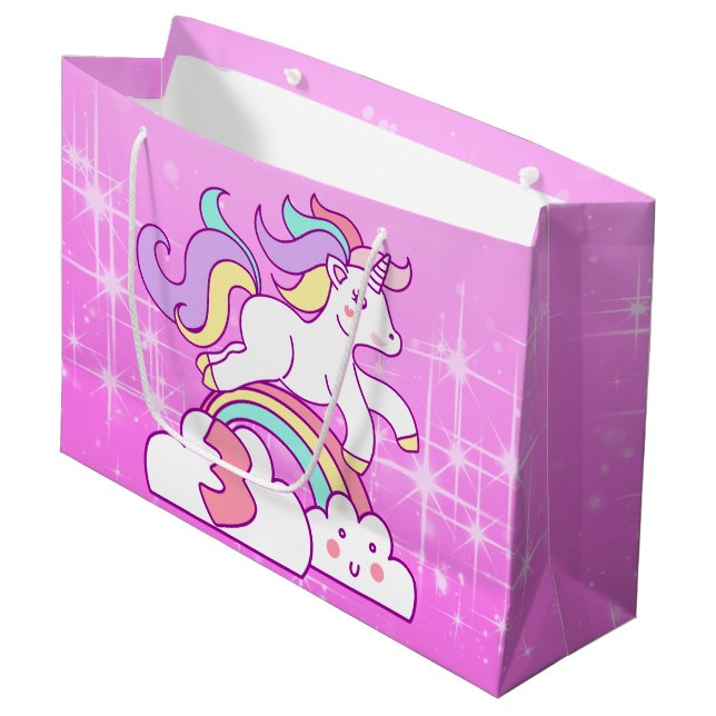 Grand Sac Cadeau Unicorne 3e anniversaire (Devant Angle)