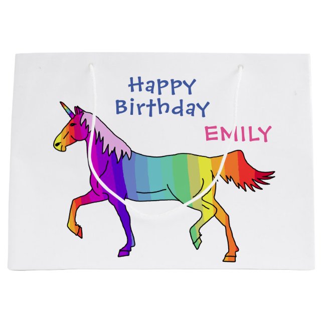 Grand Sac Cadeau Unicorne arc-en-ciel (Devant)