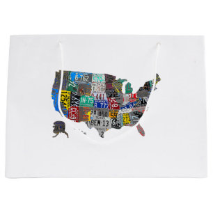 Grand Sac Cadeau US American United States Map Flag License Plate A