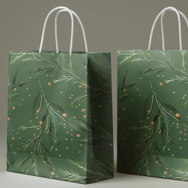 Grand Sac Cadeau Vacances de Noël de Pine Vert classique (Créateur téléchargé)