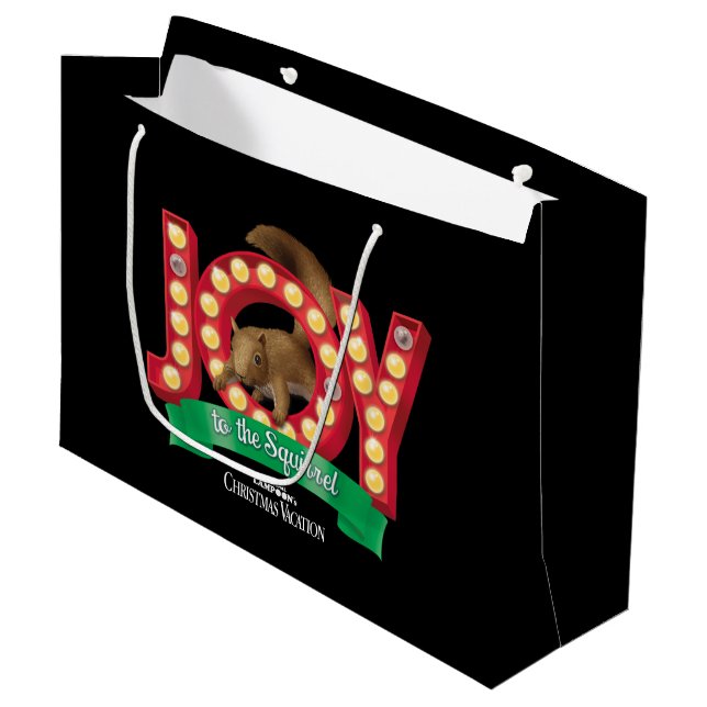 Grand Sac Cadeau Vacances de Noël | Joie à l'écureuil (Devant Angle)