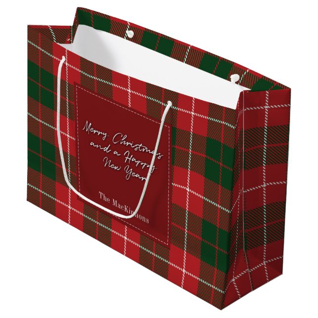 Grand Sac Cadeau Vacances de Noël planifiées Rustic MacKinnon Tarta (Devant Angle)