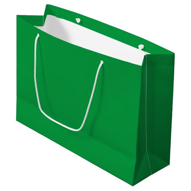 Grand Sac Cadeau Vacances de Noël vert clair et uni (Devant Angle)