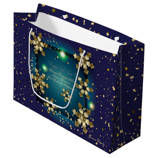 Grand Sac Cadeau Vacances d'hiver Souhaite XMAS Luxe personnalisé (Devant Angle)