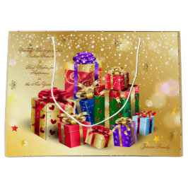 Grand Sac Cadeau Vacances d'hiver Souhaite XMAS personnalisé