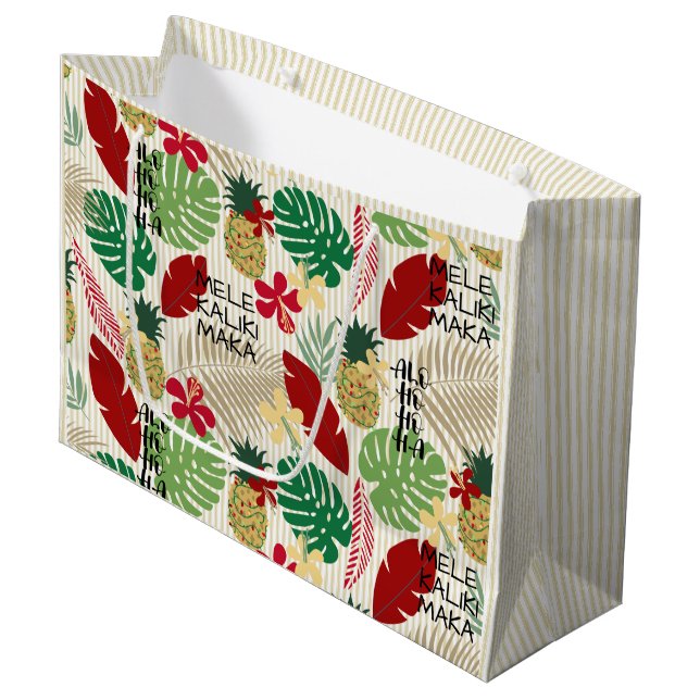 Grand Sac Cadeau Vacances tropicales hawaïennes ALO-HO-HA (Devant Angle)