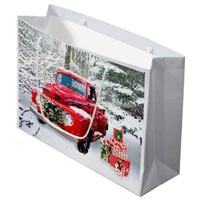 Grand Sac Cadeau Vacances Vieux Camion (Devant Angle)