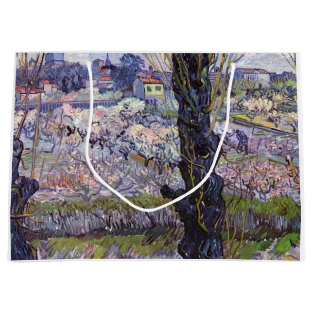 Grand Sac Cadeau Van Gogh Vue Arles Jardin Fleuri (Devant)