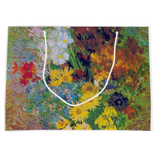 Grand Sac Cadeau Vase avec les marguerites et les anémones, Van Gog (Devant)