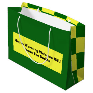 Grand Sac Cadeau Vérificateurs jaunes et verts