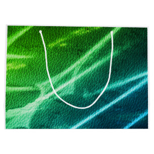 Grand Sac Cadeau vert bleu NEON bandes modernes stries de couleur
