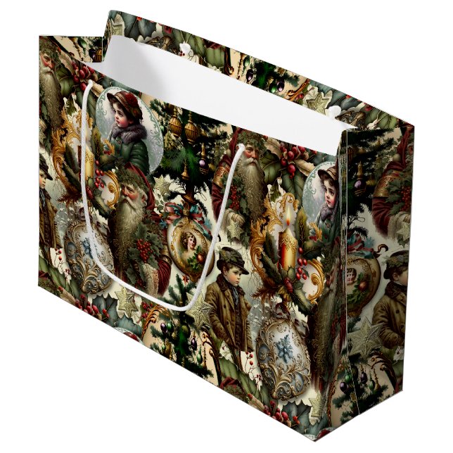 Grand Sac Cadeau Victorian Christmas Elegance  (Devant Angle)
