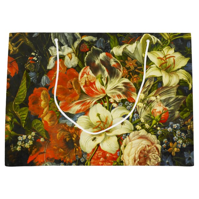 Grand Sac Cadeau Vie morte avec fleurs et fruits (Devant)