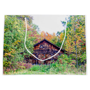 Grand Sac Cadeau Vieille grange à l'automne