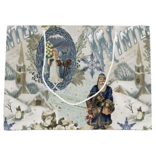 Grand Sac Cadeau Vignette Victorian Winter Blues