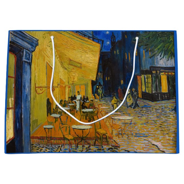 Grand Sac Cadeau Vincent van Gogh - Café Terrasse en soirée (Devant)