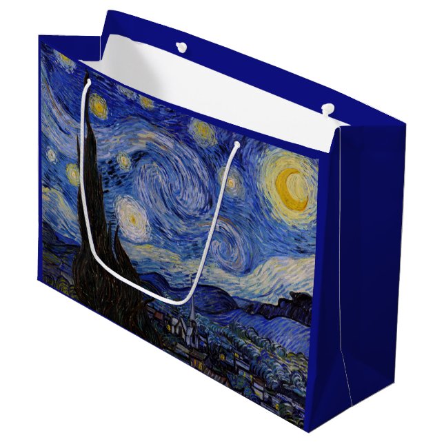 Grand Sac Cadeau Vincent Van Gogh - La nuit étoilée (Devant Angle)