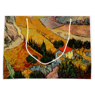 Grand Sac Cadeau Vincent van Gogh - Paysage, Maison et Plowman