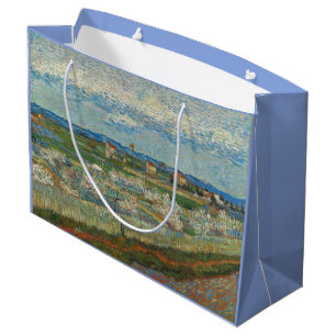 Grand Sac Cadeau Vincent Van Gogh Pêche Vintage en fleurs