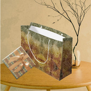 Grand Sac Cadeau Vintage Antique Damassé Toute Occasion