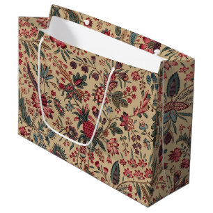 Grand Sac Cadeau Vintage Broderie Antique Florale Ameublement